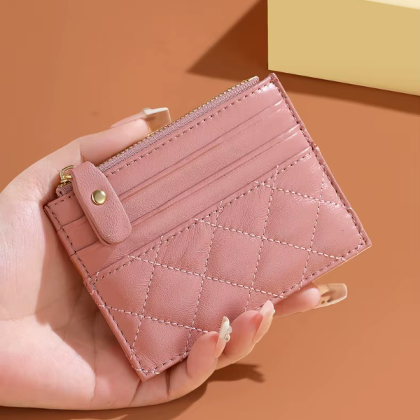 Small Wallets Woman Leather Bifold RFID Blocking Card Holder With Zipper Coin Pocket